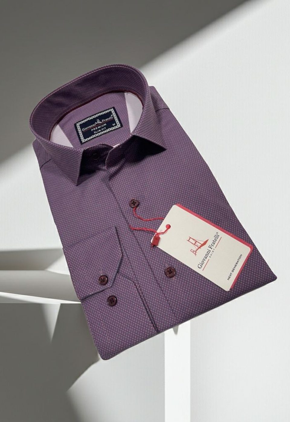 Slim Fit Uzun Kol Desenli Saten Gömlek 3GMK312431005 - Giovanni Fratelli