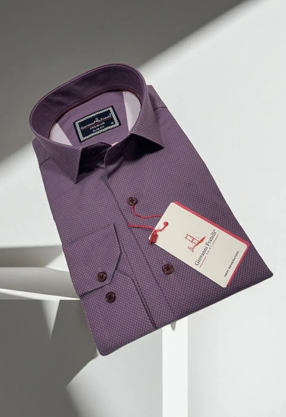 Slim Fit Uzun Kol Desenli Saten Gömlek 3GMK312431005 - Giovanni Fratelli