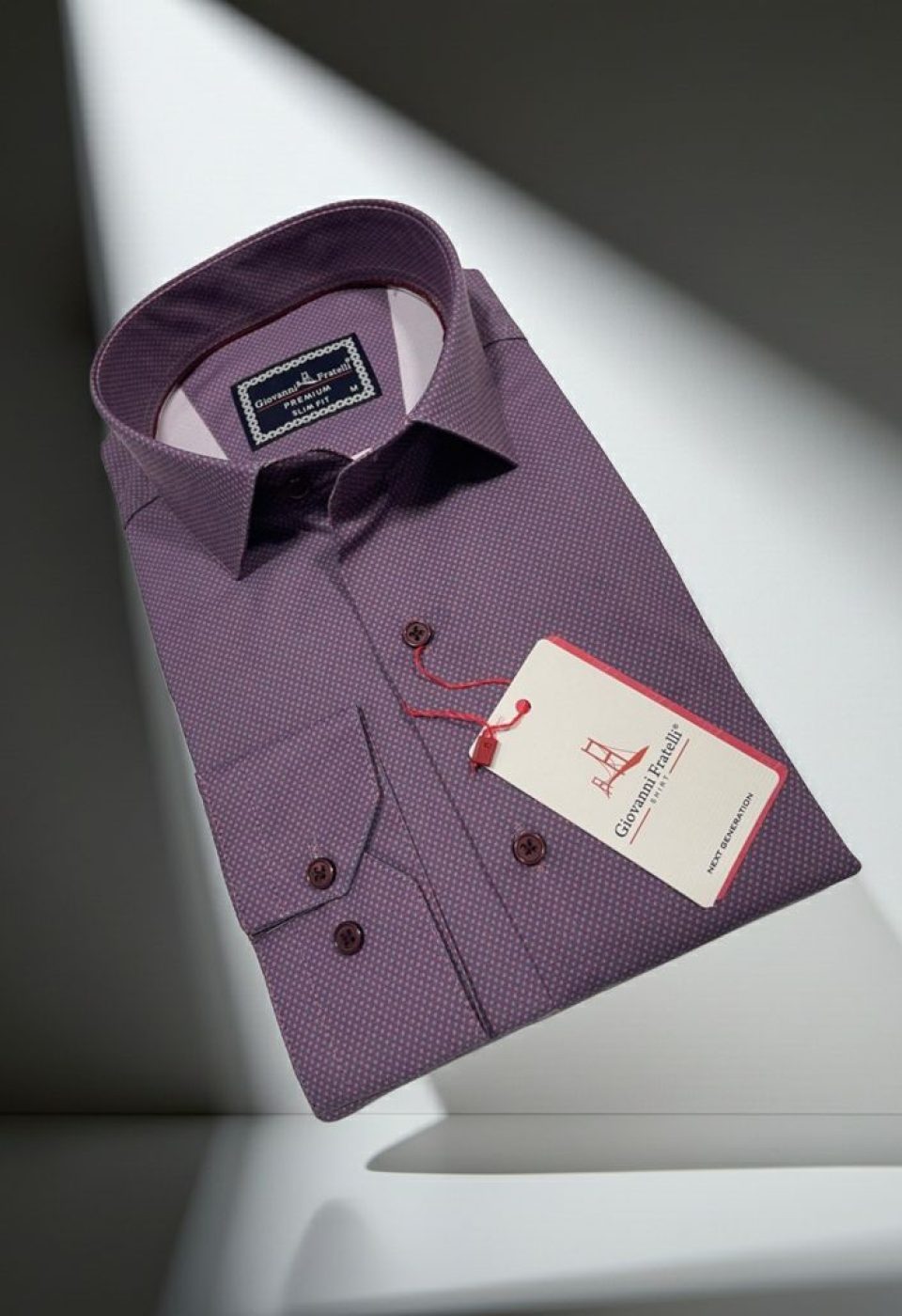 Slim Fit Uzun Kol Desenli Saten Gömlek 3GMK312431005