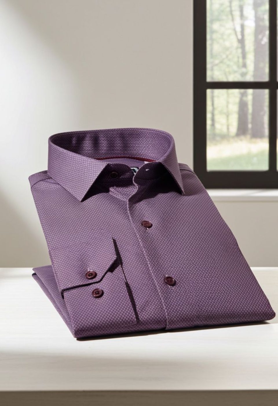 Slim Fit Uzun Kol Desenli Saten Gömlek 3GMK312431005