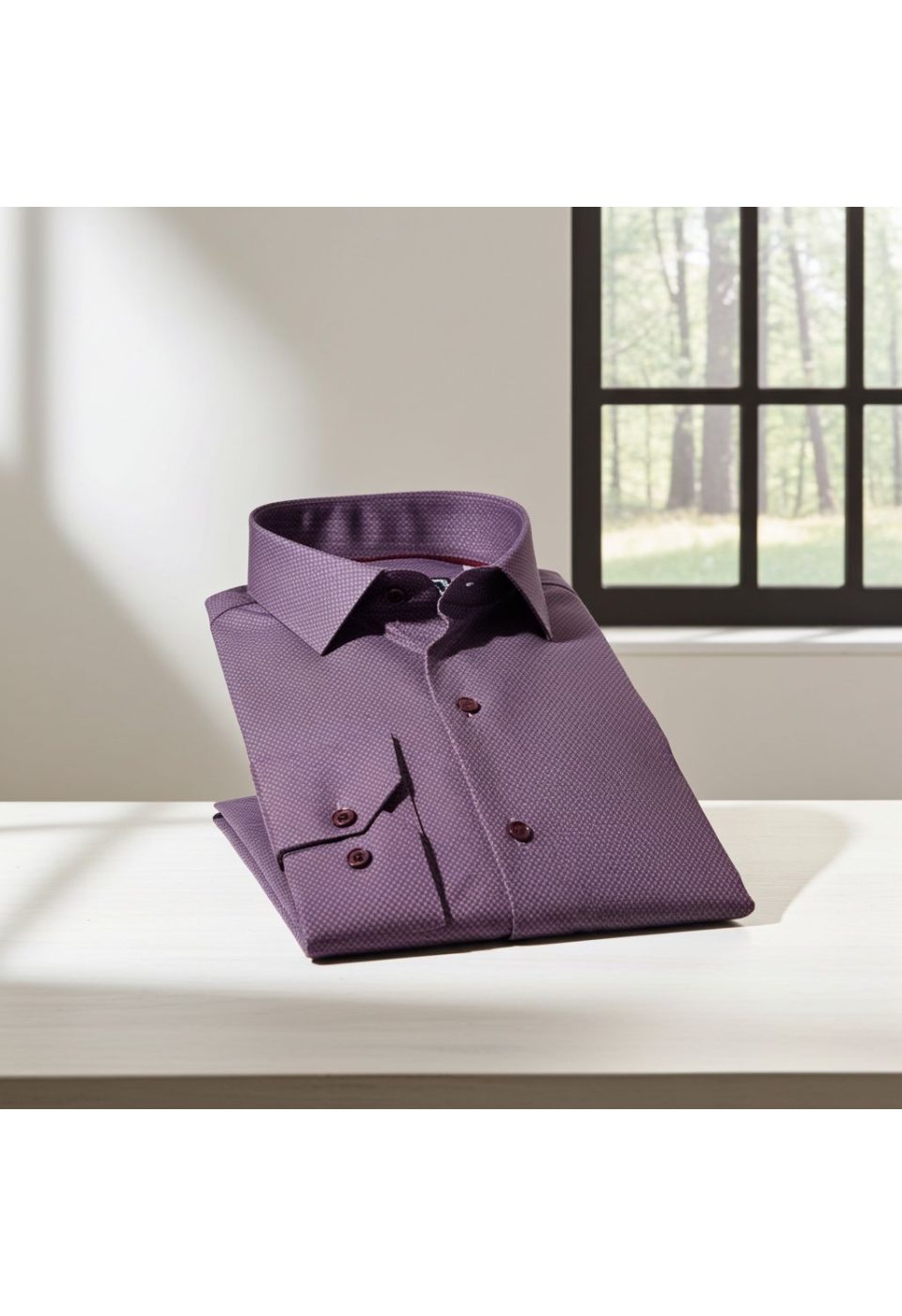 Slim Fit Uzun Kol Desenli Saten Gömlek 3GMK312431005 - Giovanni Fratelli