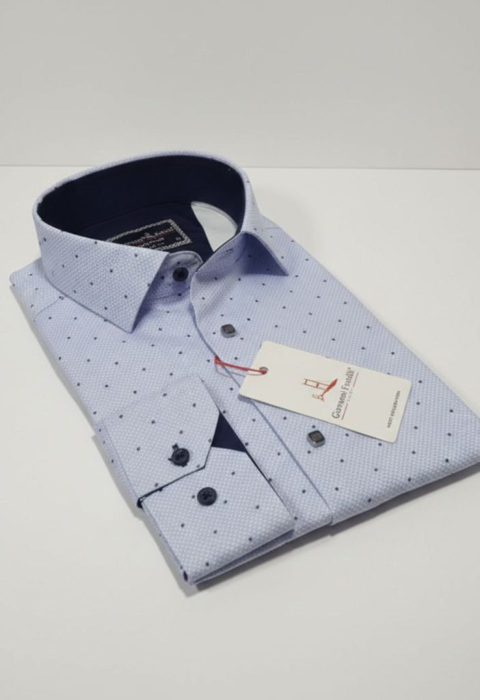 Slim Fit Uzun Kol Desenli Saten Gömlek 3GMK312435001
