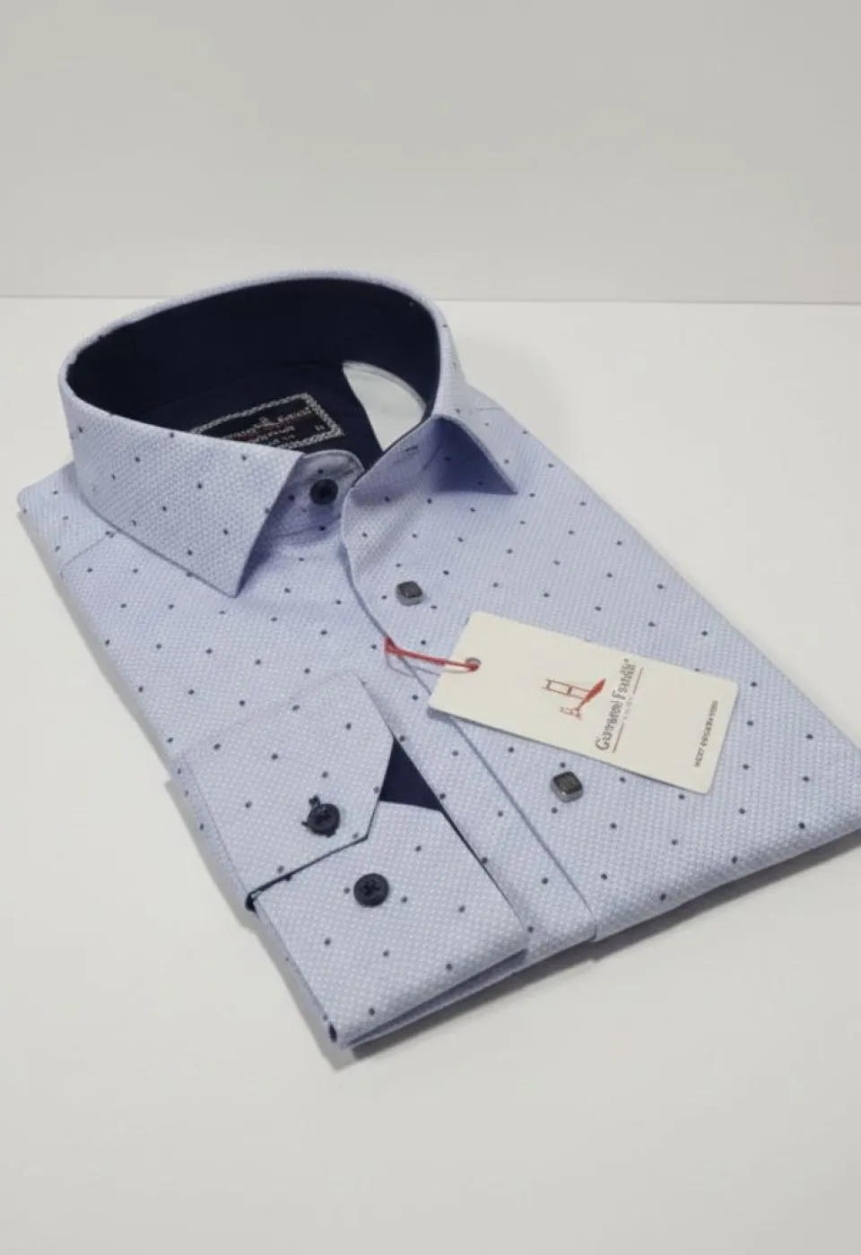 Slim Fit Uzun Kol Desenli Saten Gömlek 3GMK312435001