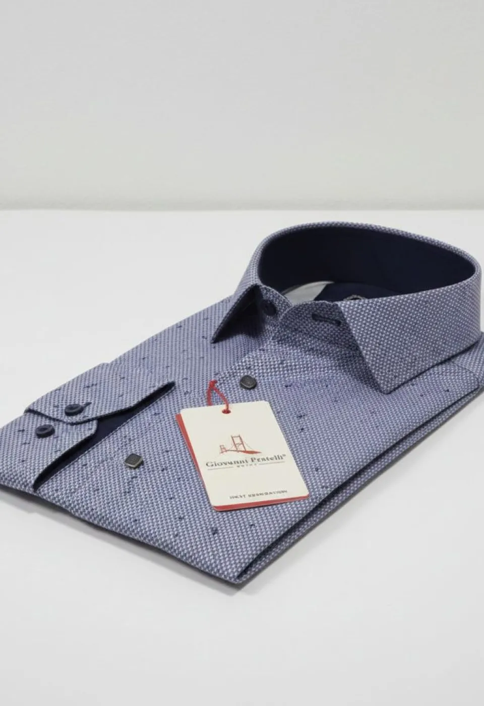 Slim Fit Uzun Kol Desenli Saten Gömlek 3GMK312435005