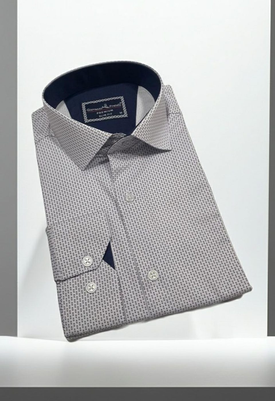 Slim Fit Uzun Kol Desenli Saten Gömlek 3GMK312436003