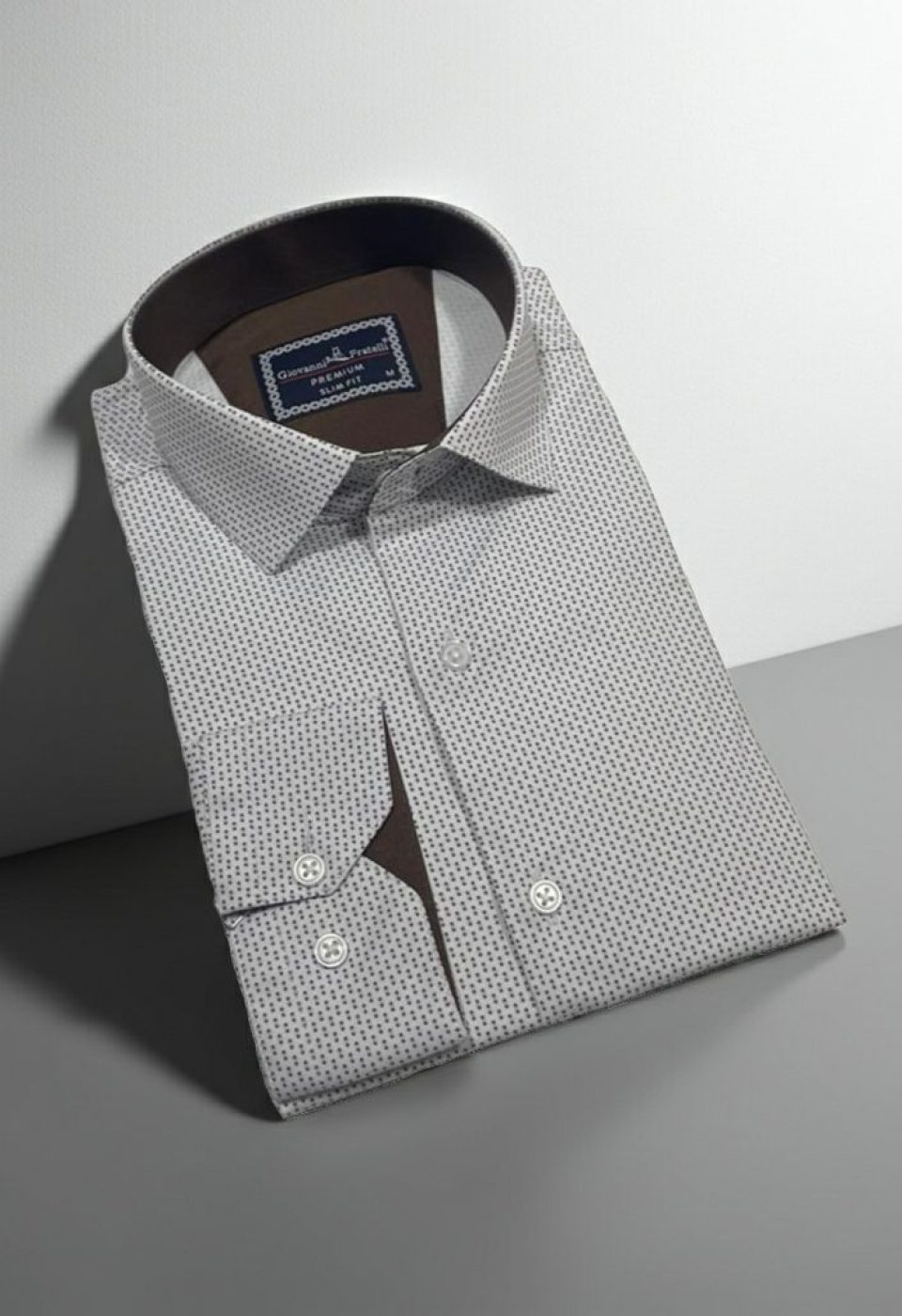 Slim Fit Uzun Kol Desenli Saten Gömlek 3GMK312436004