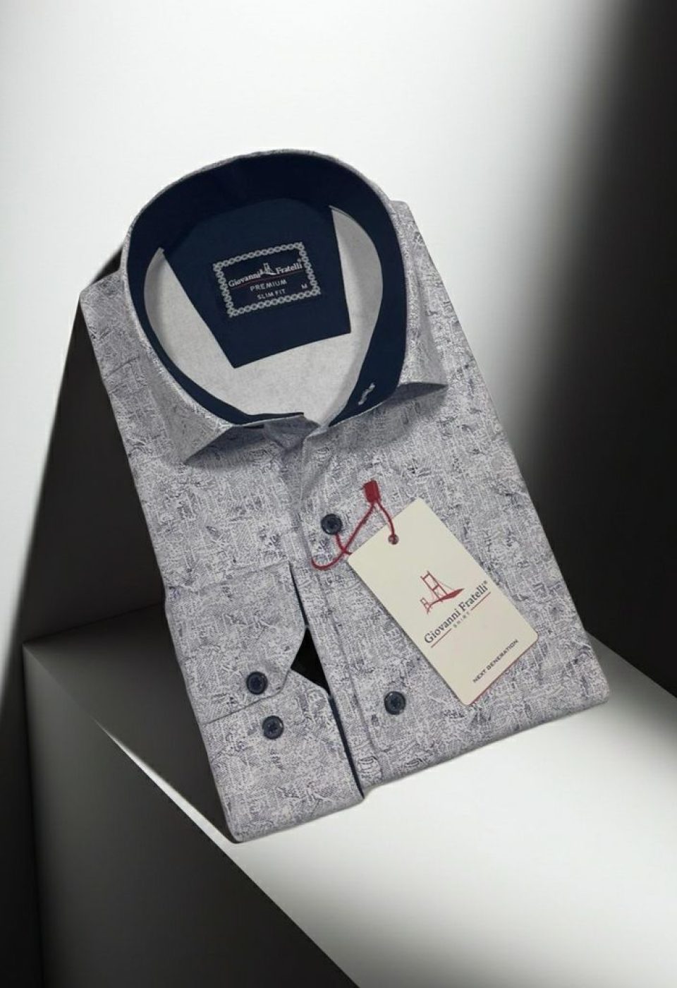 Slim Fit Uzun Kol Desenli Saten Gömlek 3GMK312456001