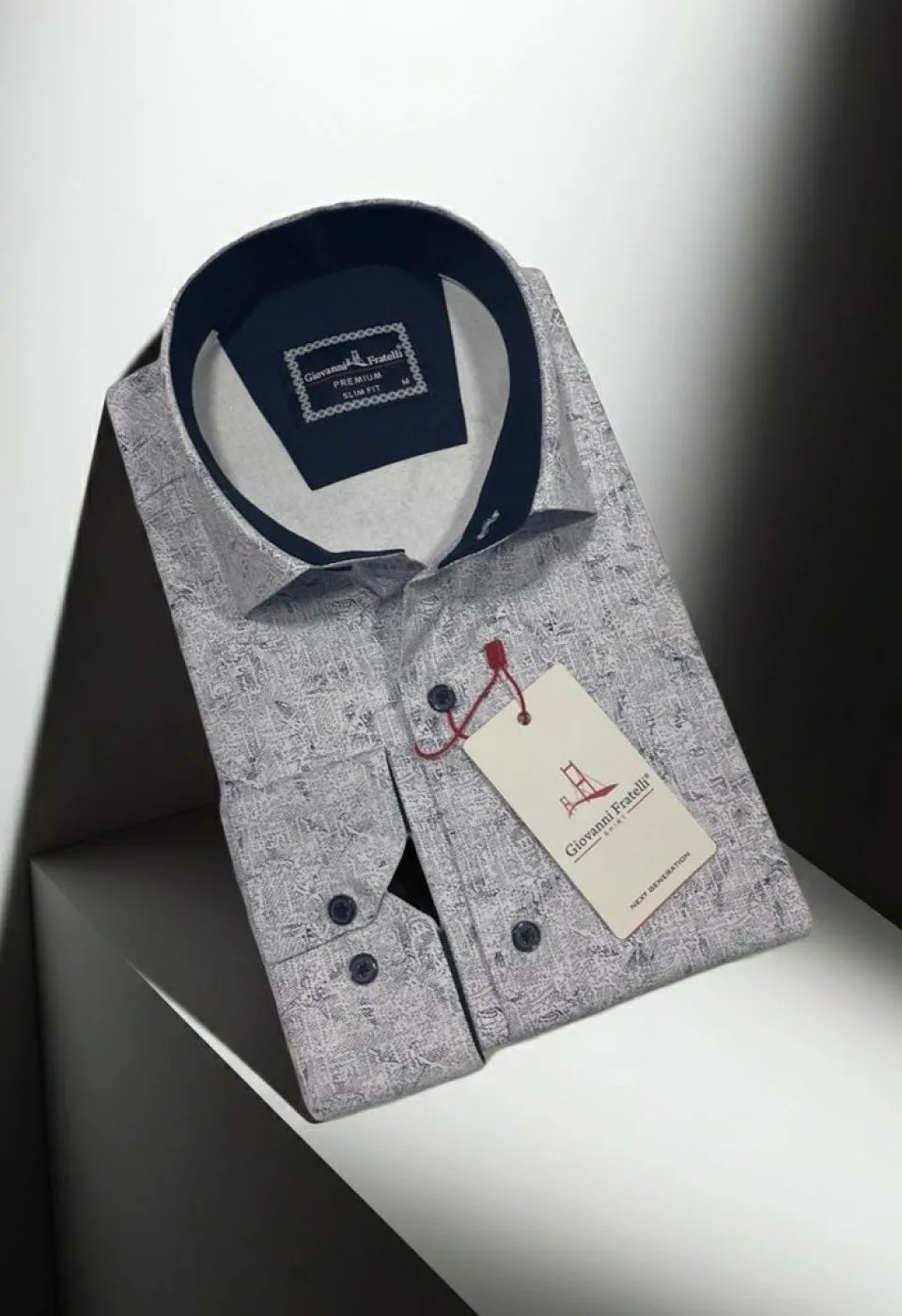 Slim Fit Uzun Kol Desenli Saten Gömlek 3GMK312456001