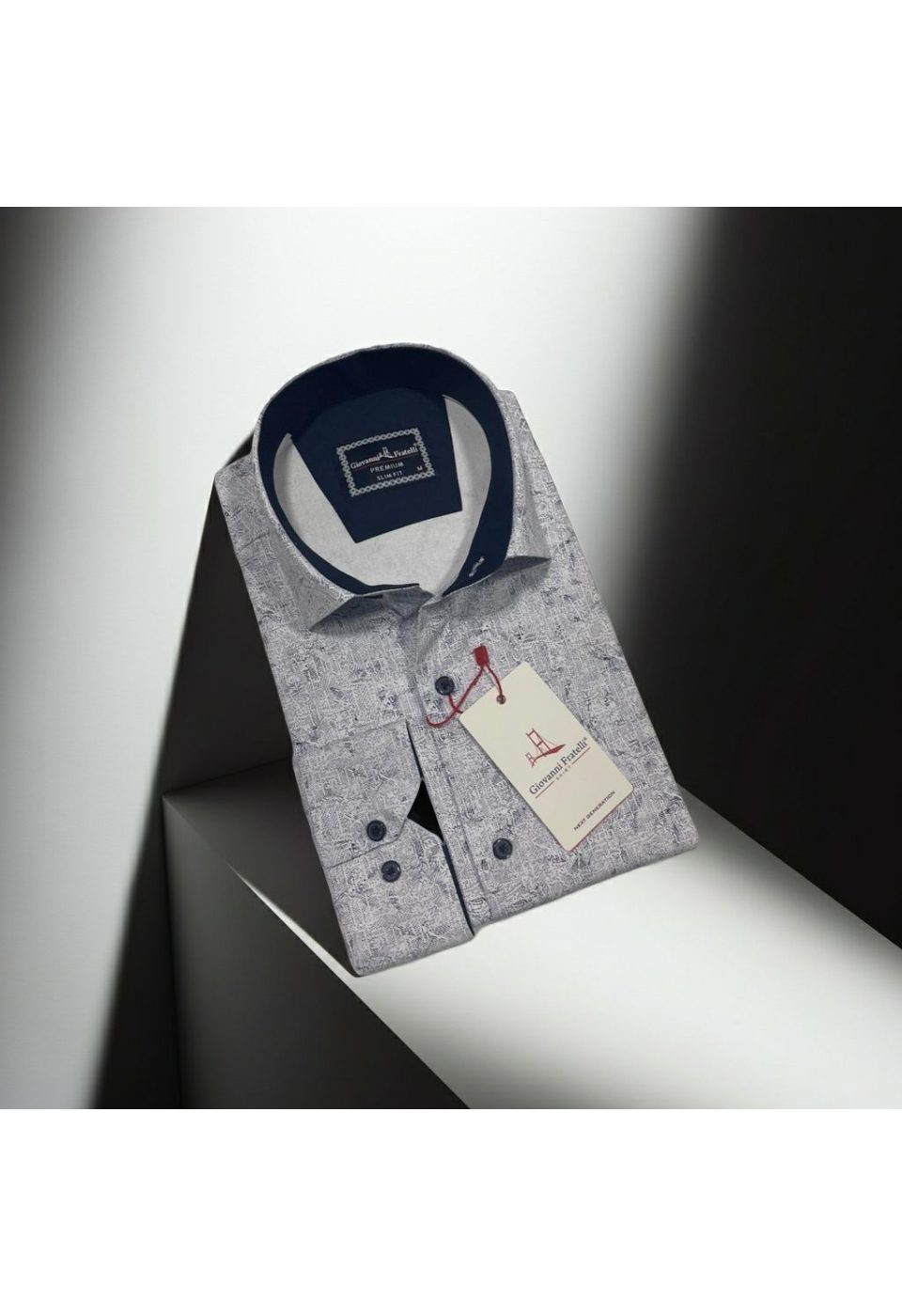 2456 CR SATIN 001 Slim Fit Uzun Kol Desenli Saten Gömlek 3GMK312456001 - Giovanni Fratelli