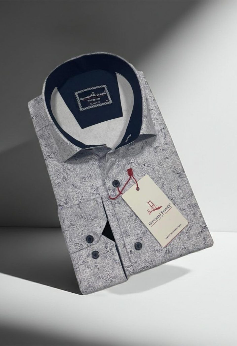 2456 CR SATIN 001 Slim Fit Uzun Kol Desenli Saten Gömlek 3GMK312456001 - Giovanni Fratelli
