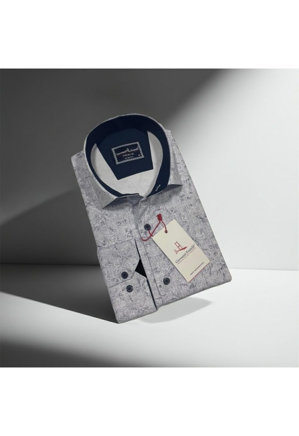2456 CR SATIN 001 Slim Fit Uzun Kol Desenli Saten Gömlek 3GMK312456001 - Giovanni Fratelli
