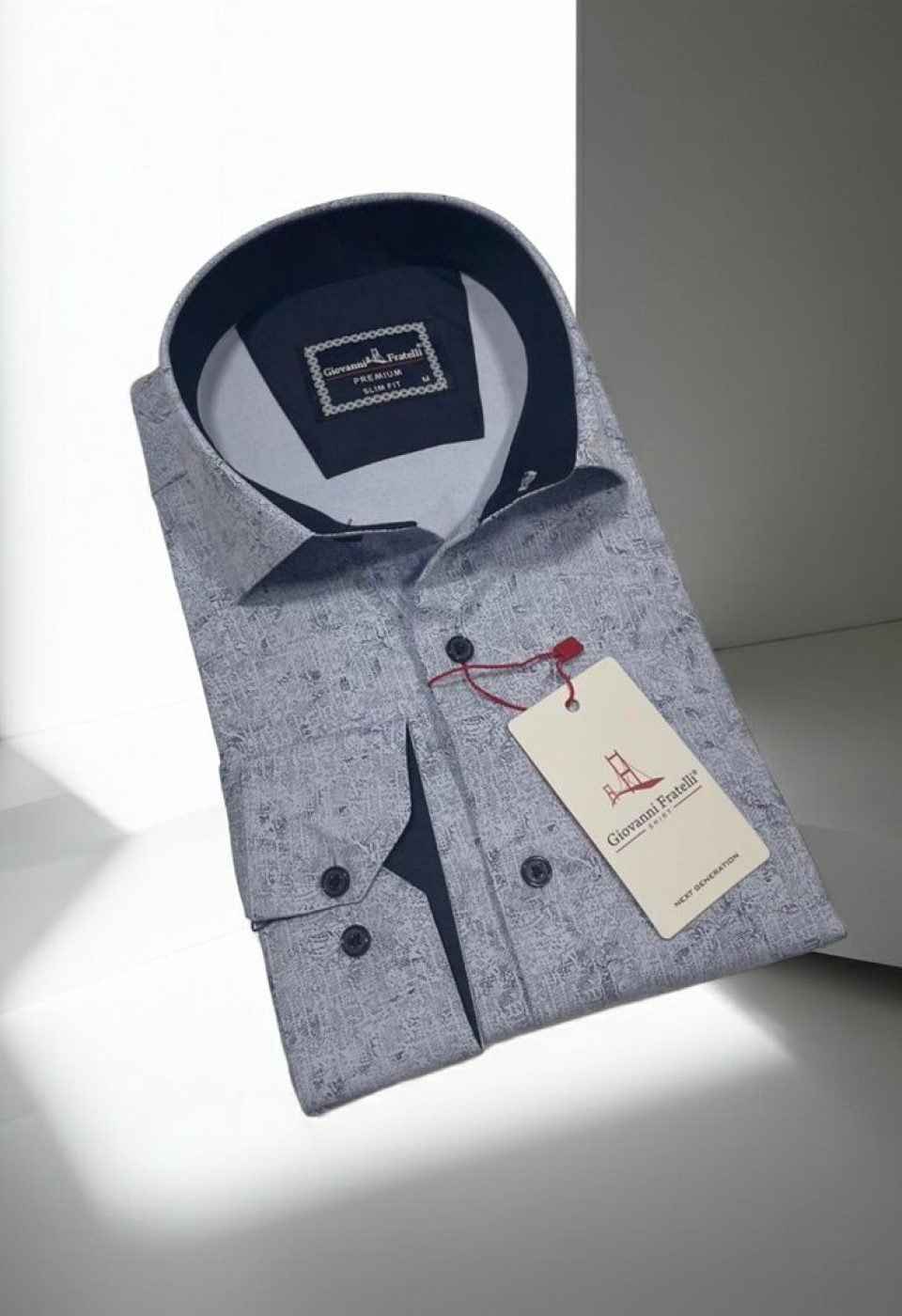 Slim Fit Uzun Kol Desenli Saten Gömlek 3GMK312456002 - Giovanni Fratelli