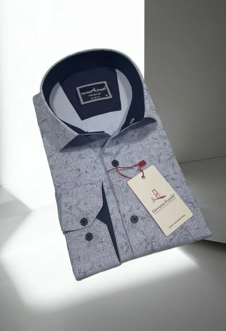 Slim Fit Uzun Kol Desenli Saten Gömlek 3GMK312456002 - Giovanni Fratelli