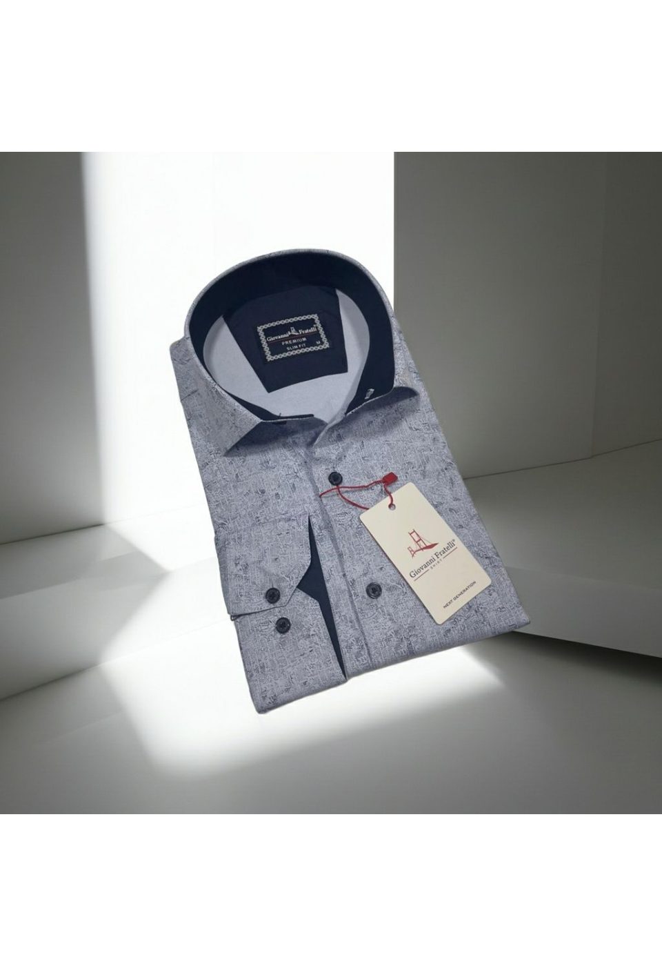 Slim Fit Uzun Kol Desenli Saten Gömlek 3GMK312456002 - Giovanni Fratelli
