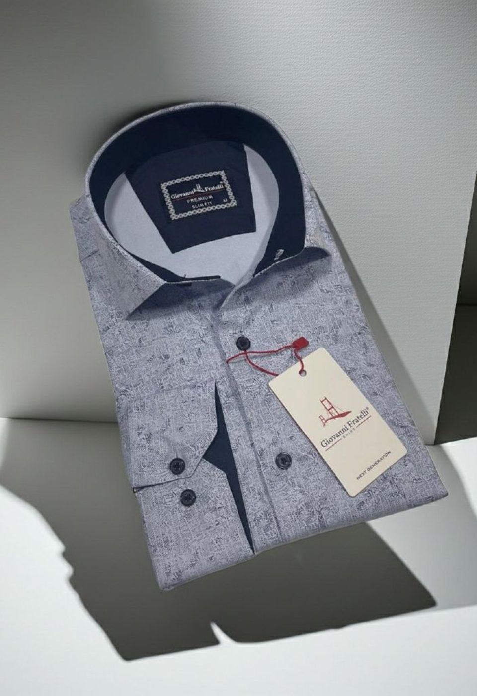 Slim Fit Uzun Kol Desenli Saten Gömlek 3GMK312456002
