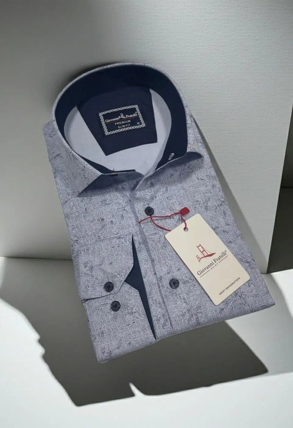 Slim Fit Uzun Kol Desenli Saten Gömlek 3GMK312456002