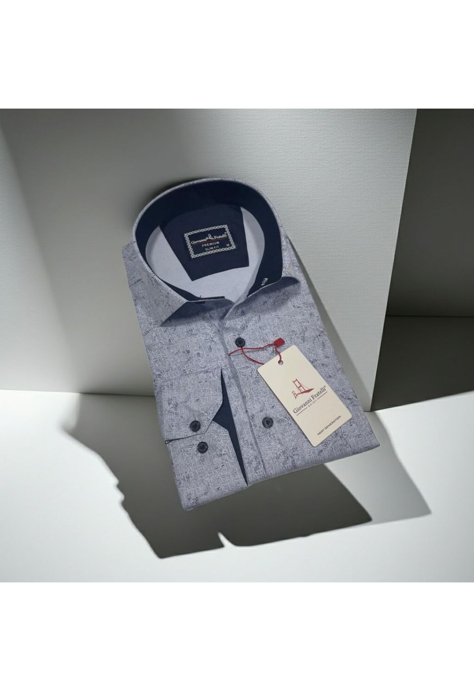 Slim Fit Uzun Kol Desenli Saten Gömlek 3GMK312456002 - Giovanni Fratelli