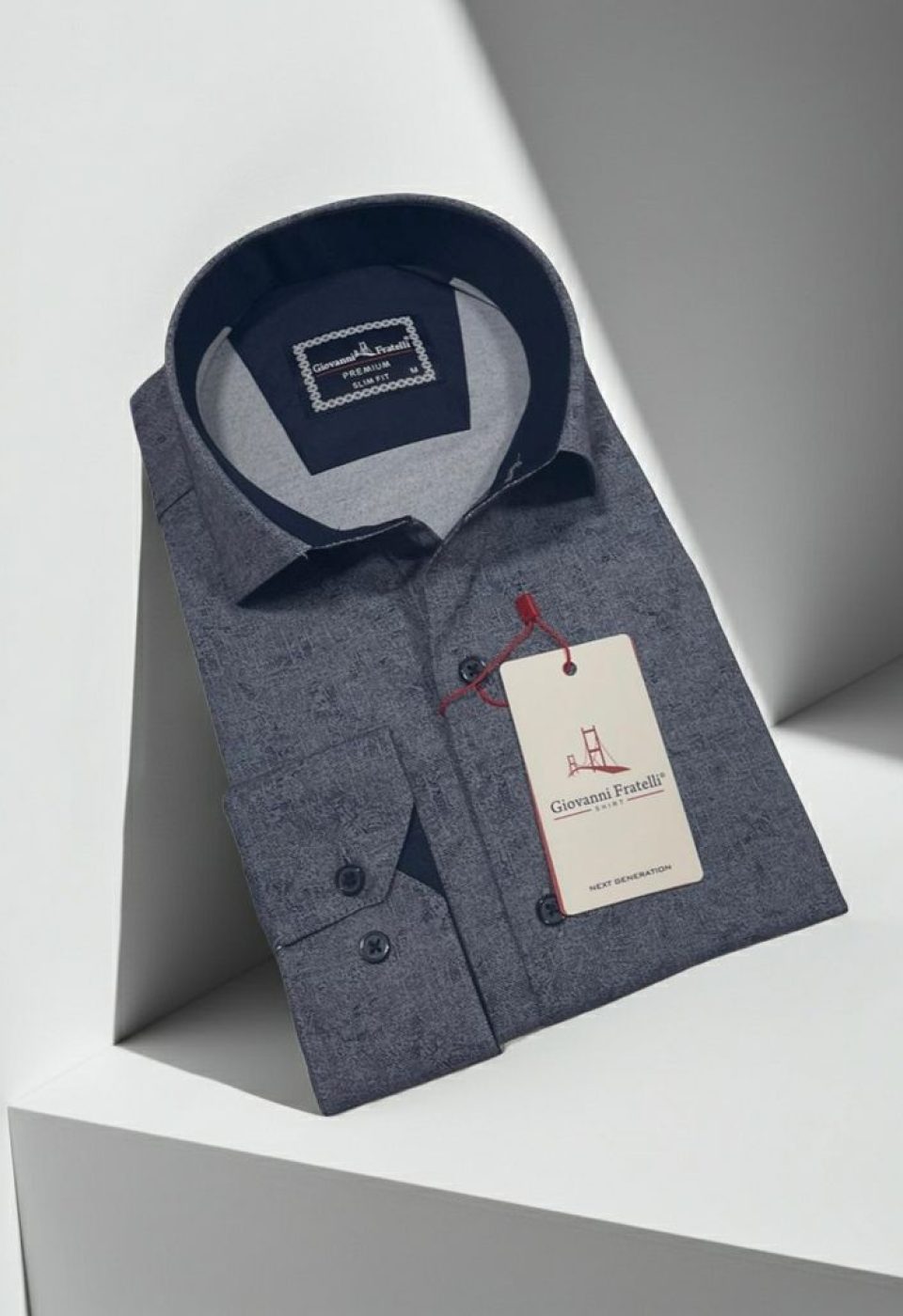 Slim Fit Uzun Kol Desenli Saten Gömlek 3GMK312456004
