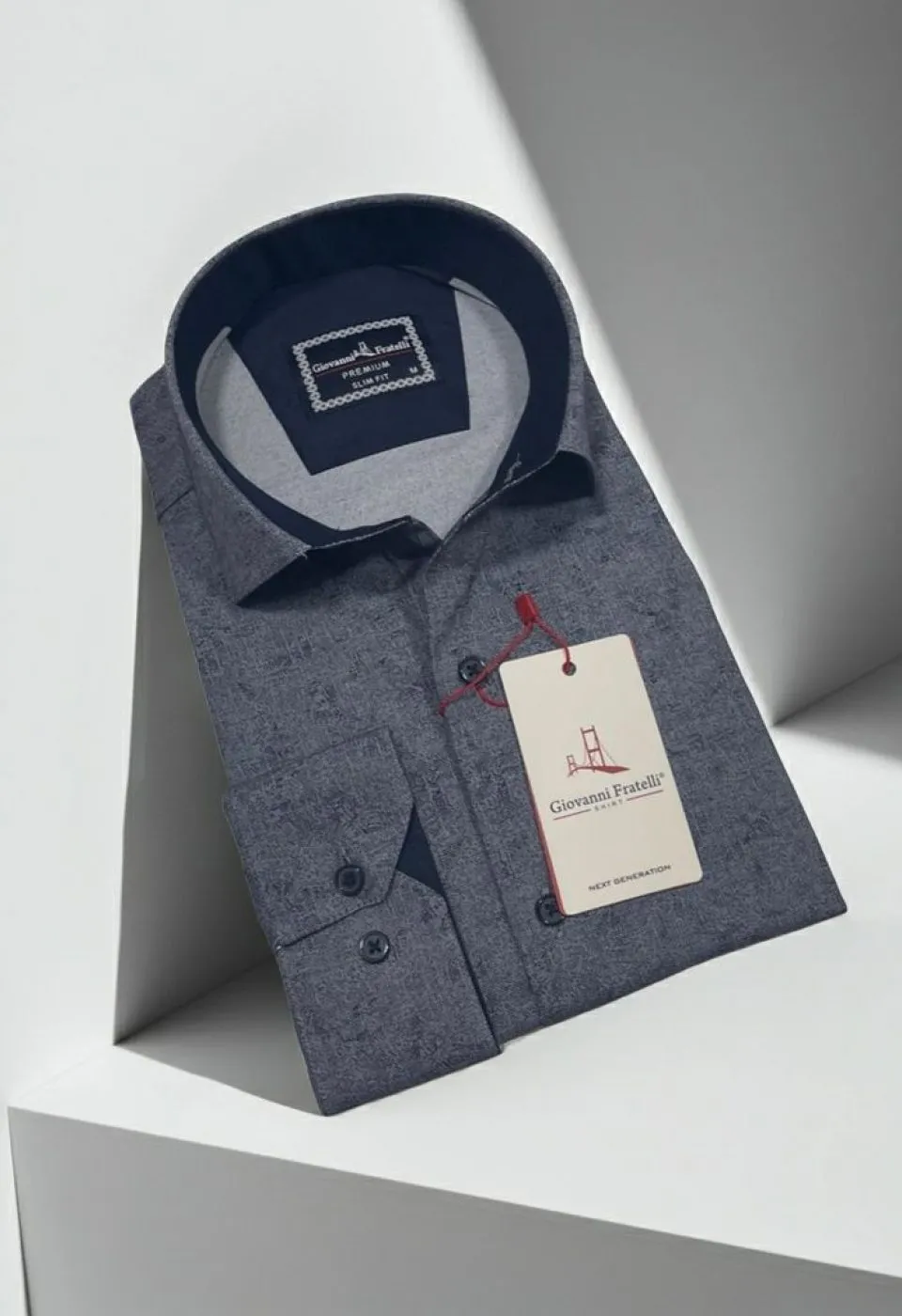 Slim Fit Uzun Kol Desenli Saten Gömlek 3GMK312456004