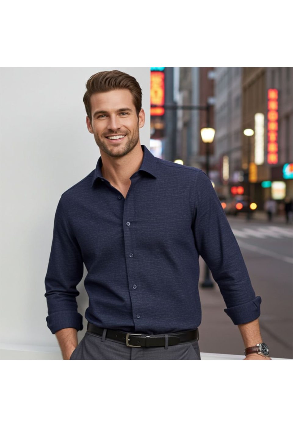 Slim Fit Uzun Kol Desenli Erkek Gömlek 3GMK312461004 - Giovanni Fratelli