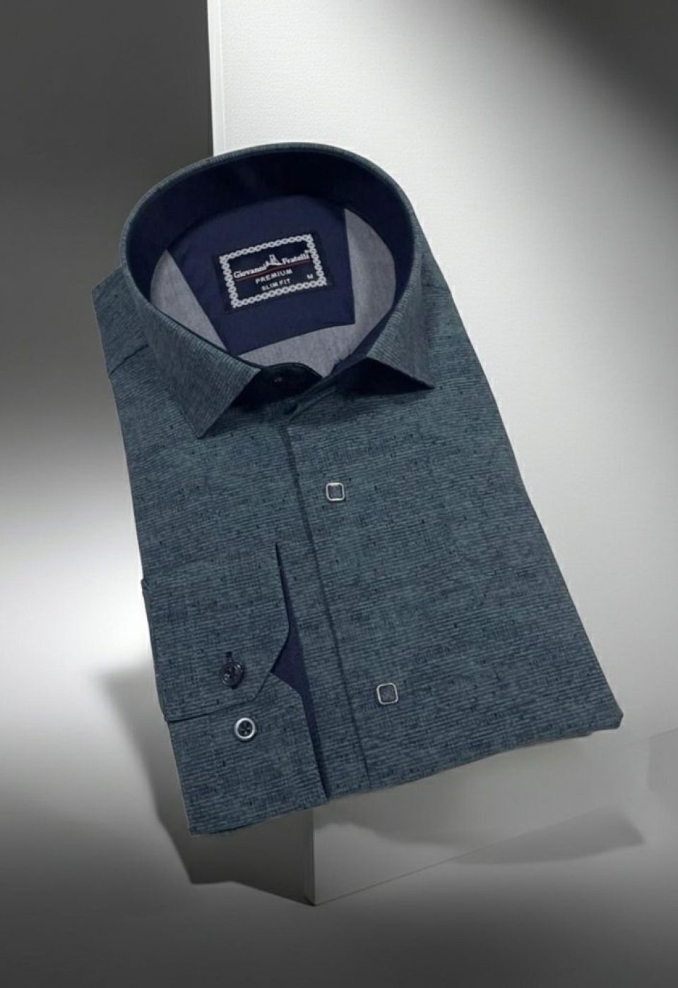 Slim Fit Uzun Kol Desenli Erkek Gömlek 3GMK312465003