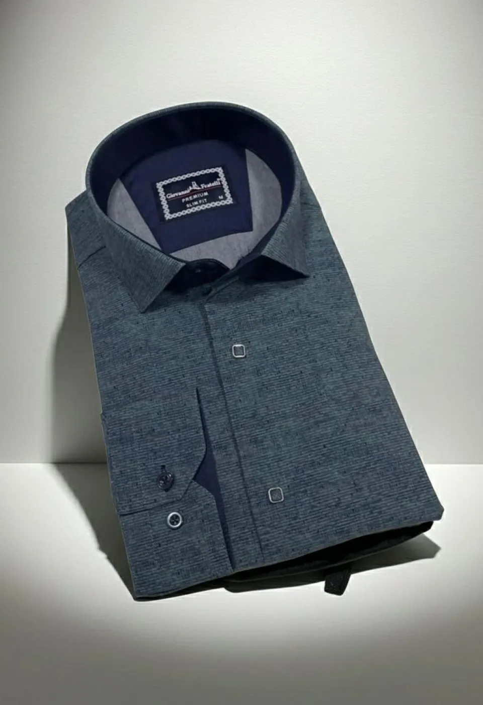 Slim Fit Uzun Kol Desenli Erkek Gömlek 3GMK312465003