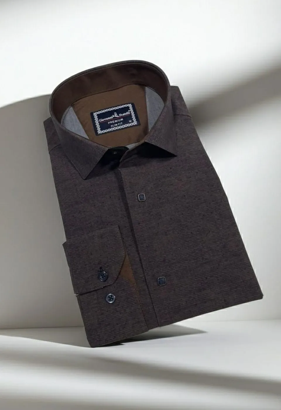 Slim Fit Uzun Kol Desenli Erkek Gömlek 3GMK312465004