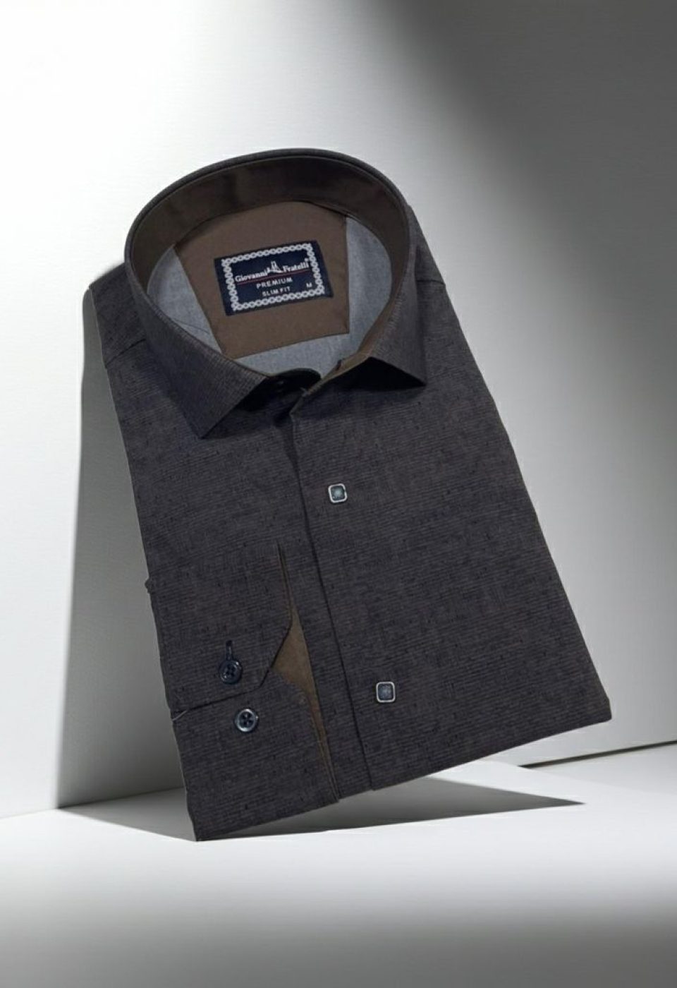 Slim Fit Uzun Kol Desenli Erkek Gömlek 3GMK312465006