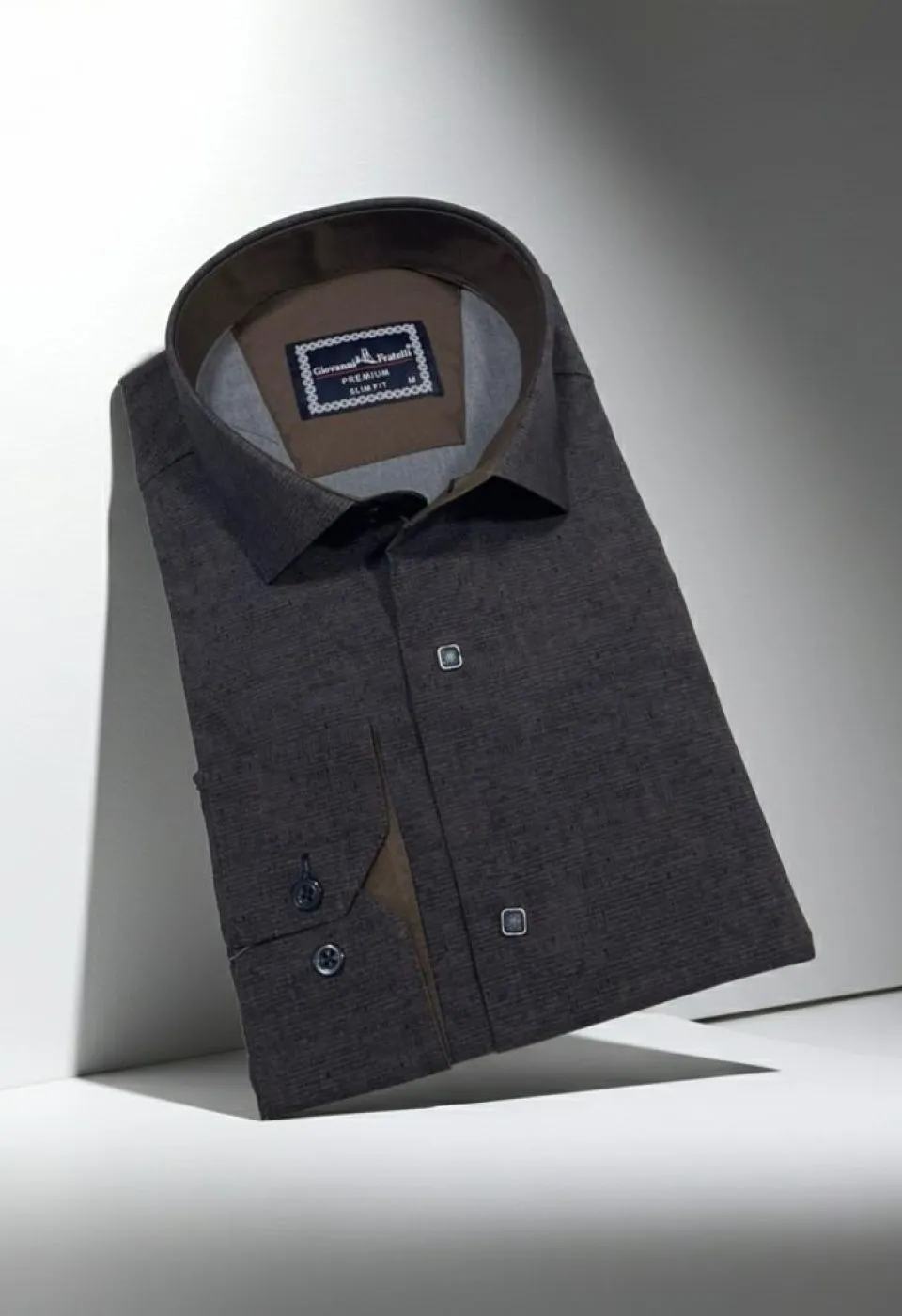 Slim Fit Uzun Kol Desenli Erkek Gömlek 3GMK312465006
