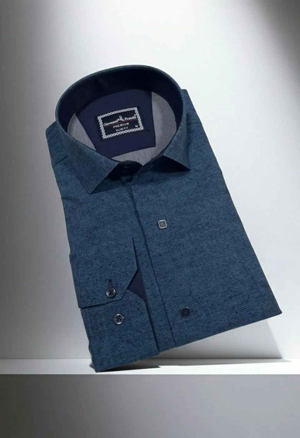 Slim Fit Uzun Kol Desenli Erkek Gömlek 3GMK312465009