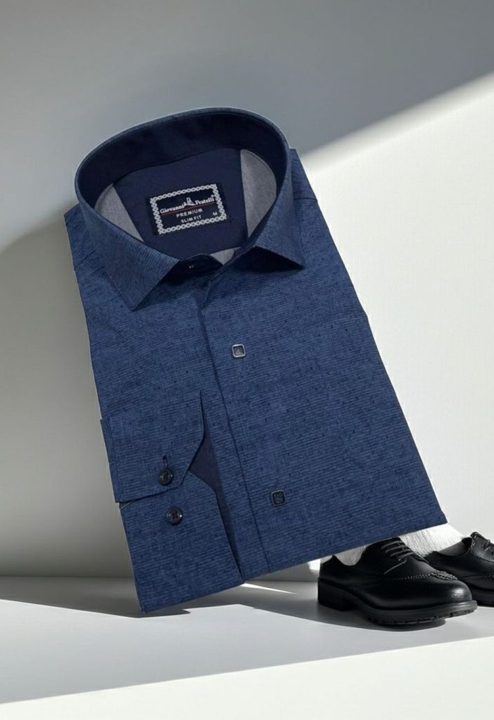 Slim Fit Uzun Kol Desenli Erkek Gömlek 3GMK312465011