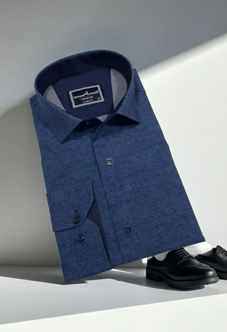 Slim Fit Uzun Kol Desenli Erkek Gömlek 3GMK312465011