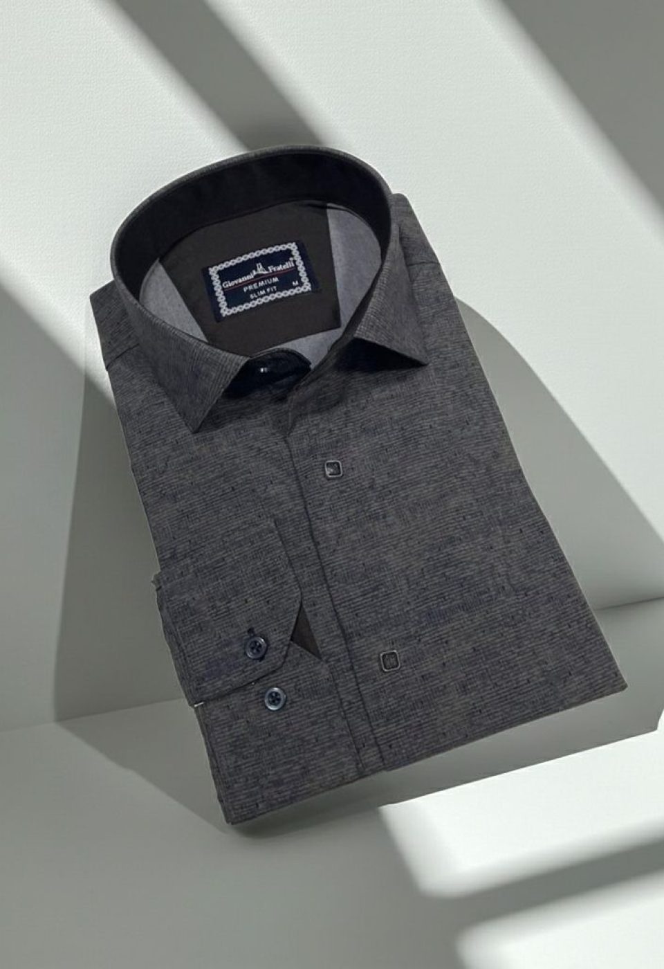 Slim Fit Uzun Kol Desenli Erkek Gömlek 3GMK312465012