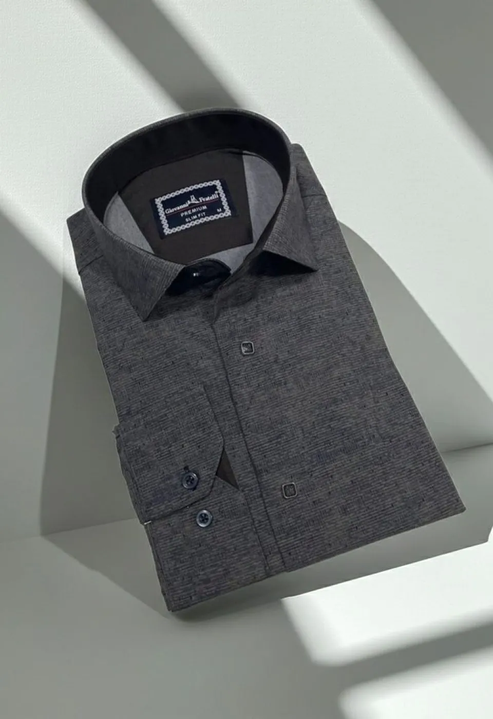 Slim Fit Uzun Kol Desenli Erkek Gömlek 3GMK312465012