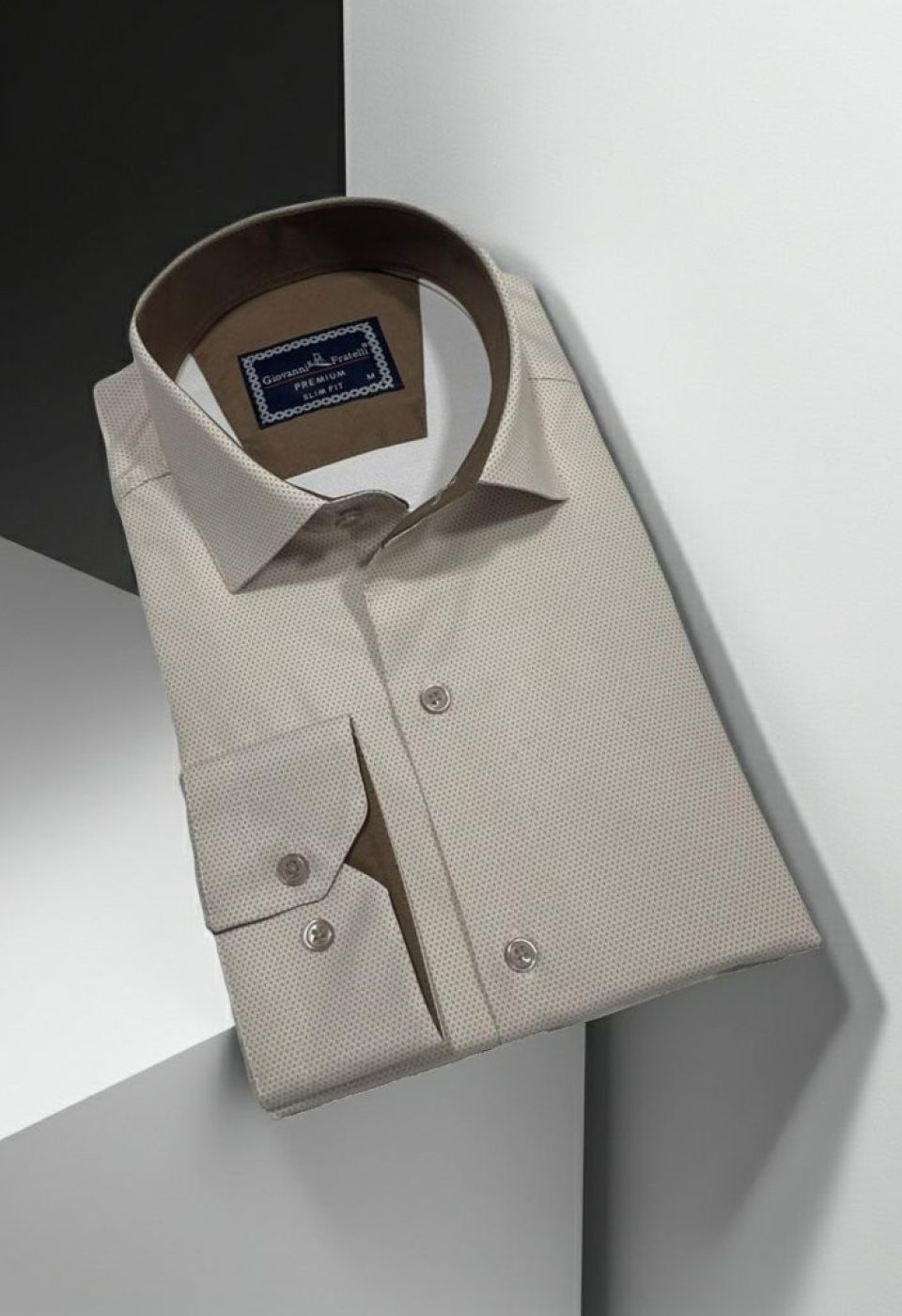 Slim Fit Uzun Kol Desenli Saten Gömlek3GMK312469002