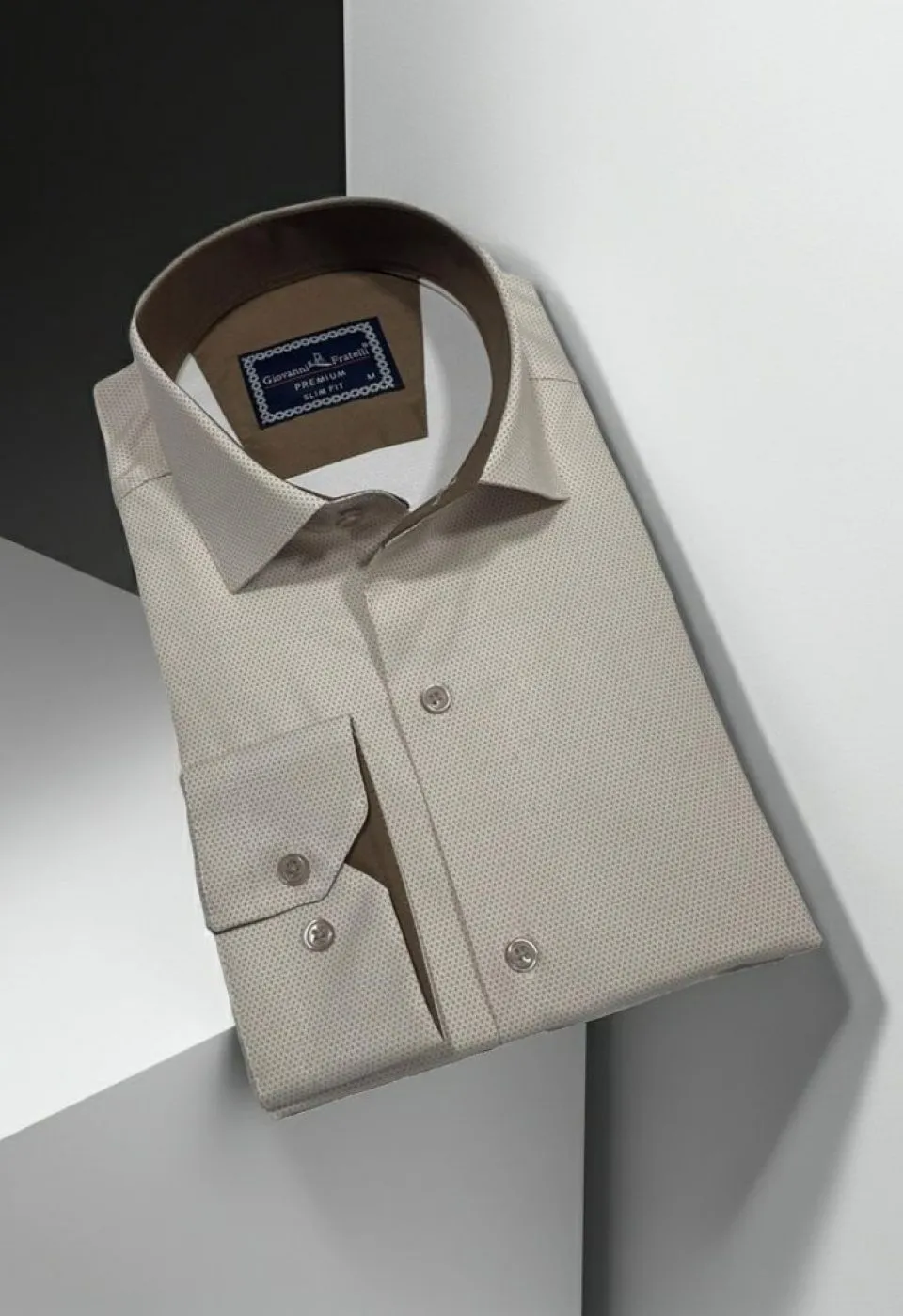 Slim Fit Uzun Kol Desenli Saten Gömlek3GMK312469002
