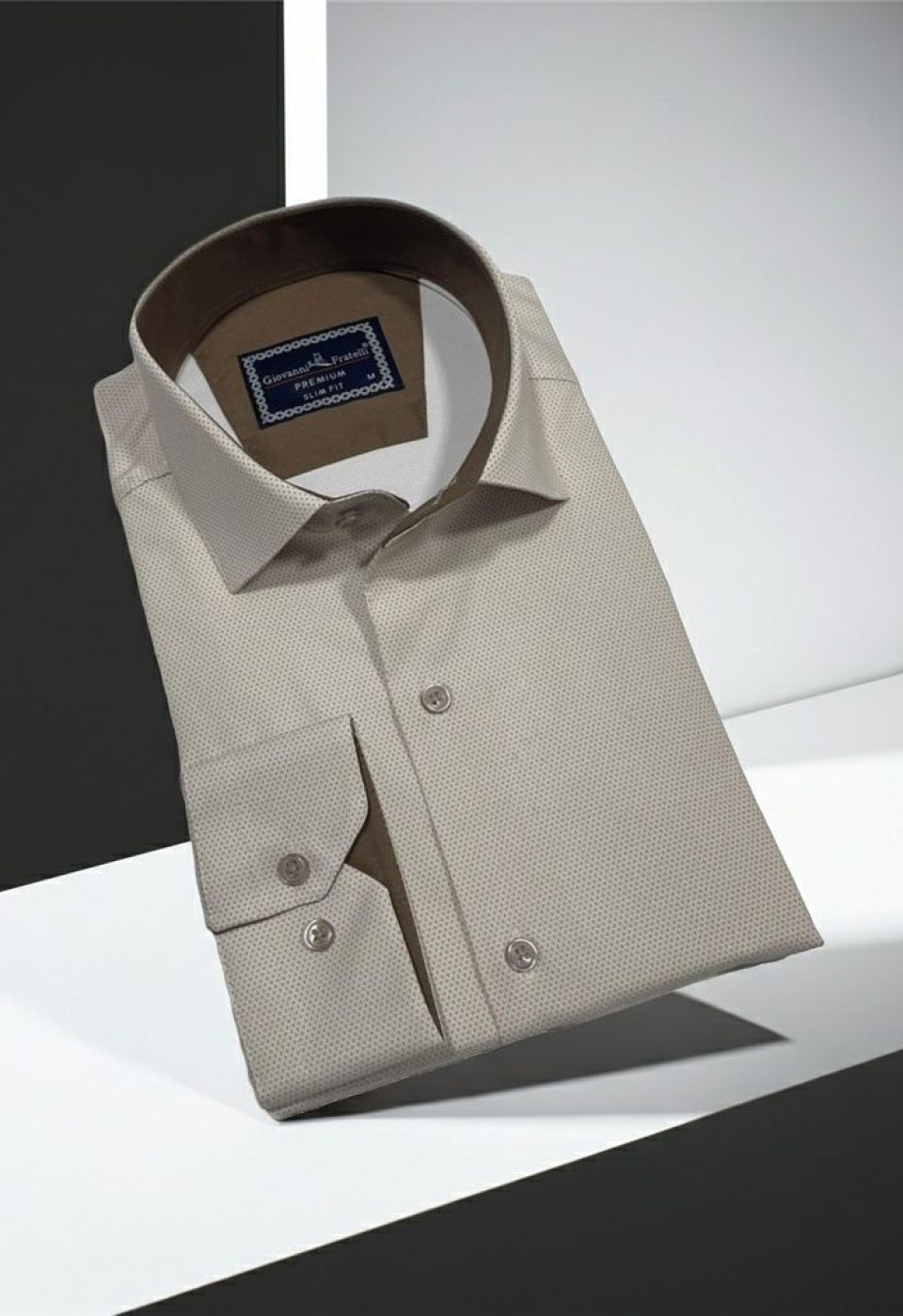 Slim Fit Uzun Kol Desenli Saten Gömlek3GMK312469002