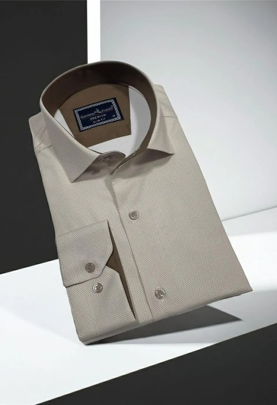 Slim Fit Uzun Kol Desenli Saten Gömlek3GMK312469002