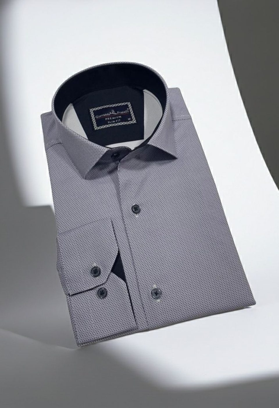 Slim Fit Uzun Kol Desenli Saten Gömlek3GMK312469004