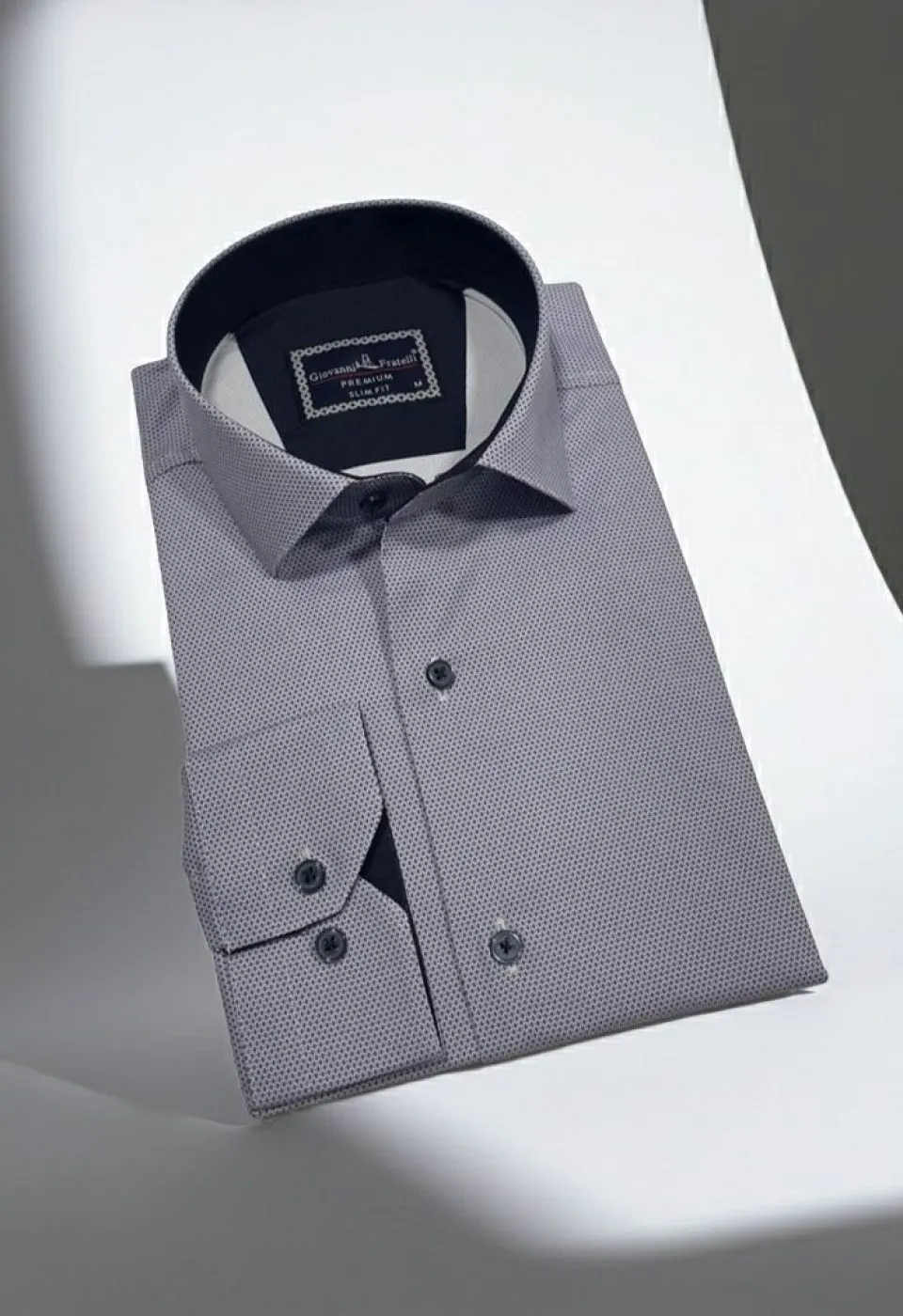 Slim Fit Uzun Kol Desenli Saten Gömlek3GMK312469004