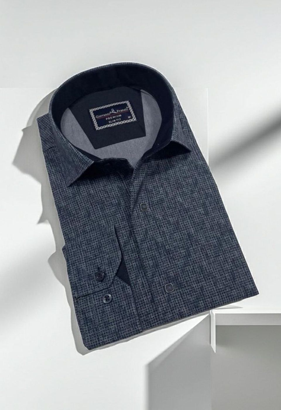 Slim Fit Uzun Kol Desenli Erkek Gömlek 3GMK312470001