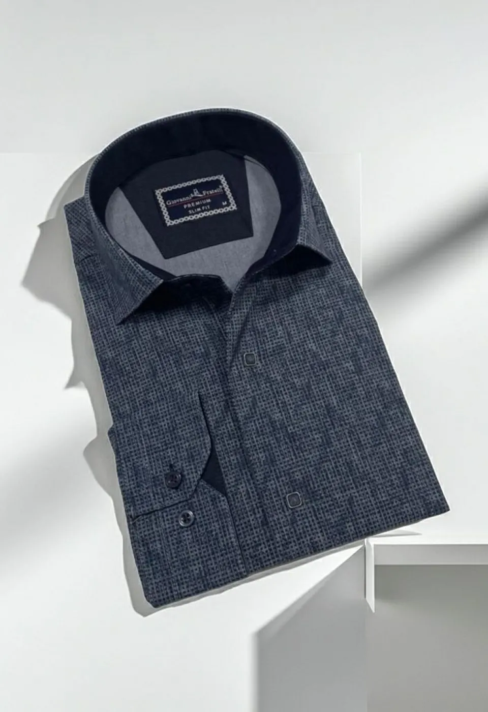 Slim Fit Uzun Kol Desenli Erkek Gömlek 3GMK312470001