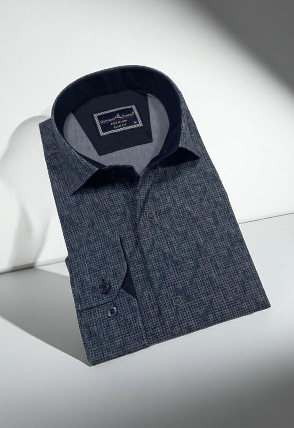 Slim Fit Uzun Kol Desenli Erkek Gömlek 3GMK312470001
