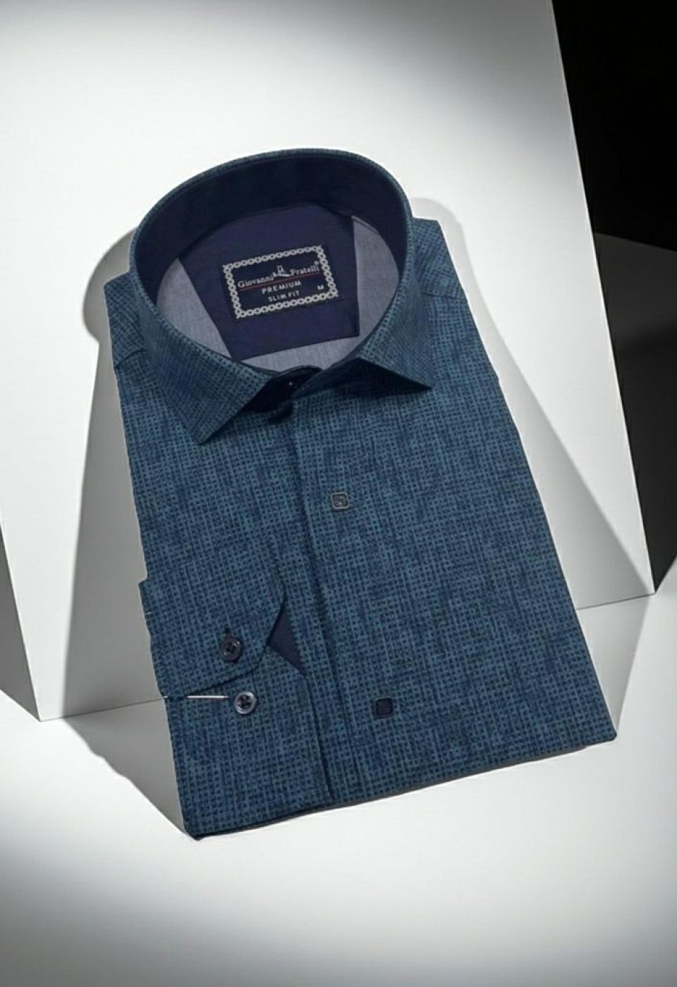 Slim Fit Uzun Kol Desenli Erkek Gömlek 3GMK312470003