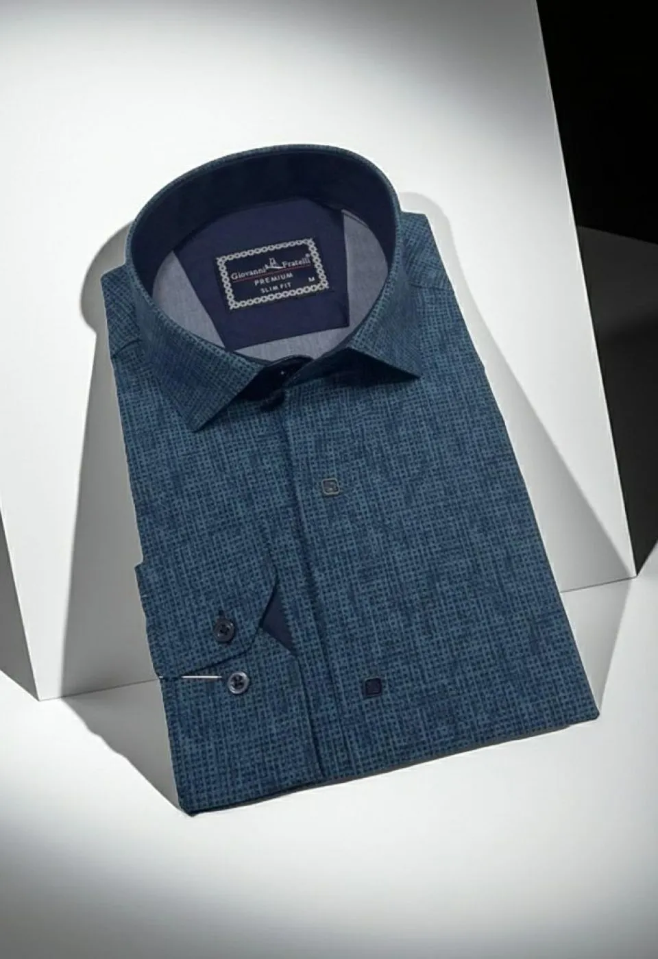 Slim Fit Uzun Kol Desenli Erkek Gömlek 3GMK312470003