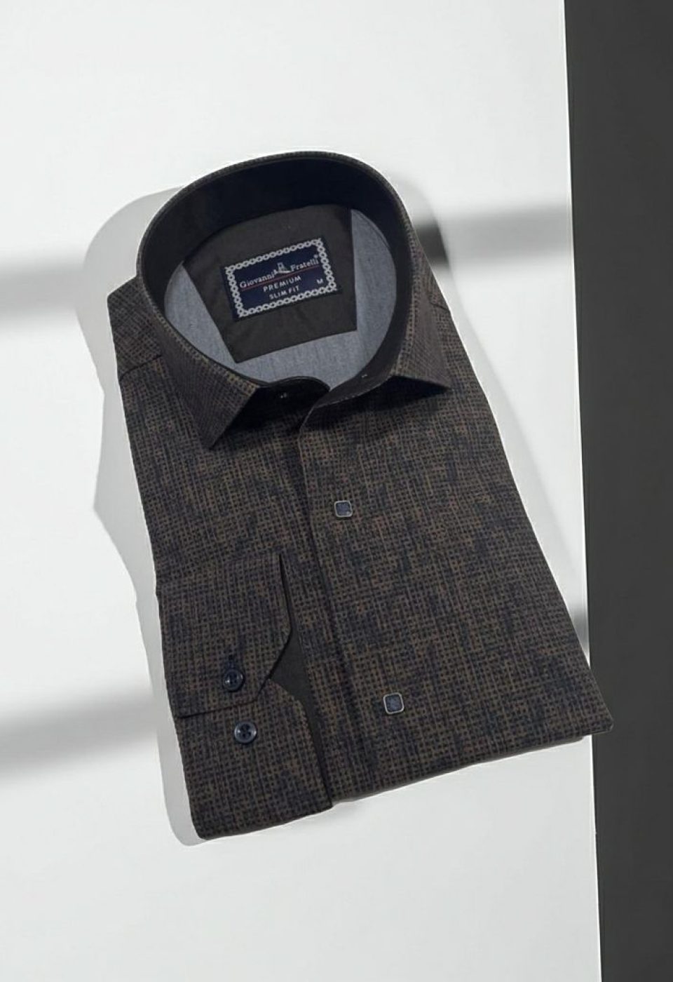 Slim Fit Uzun Kol Desenli Erkek Gömlek 3GMK312470004