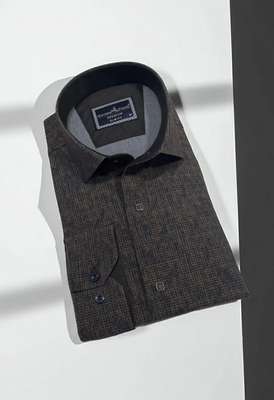 Slim Fit Uzun Kol Desenli Erkek Gömlek 3GMK312470004
