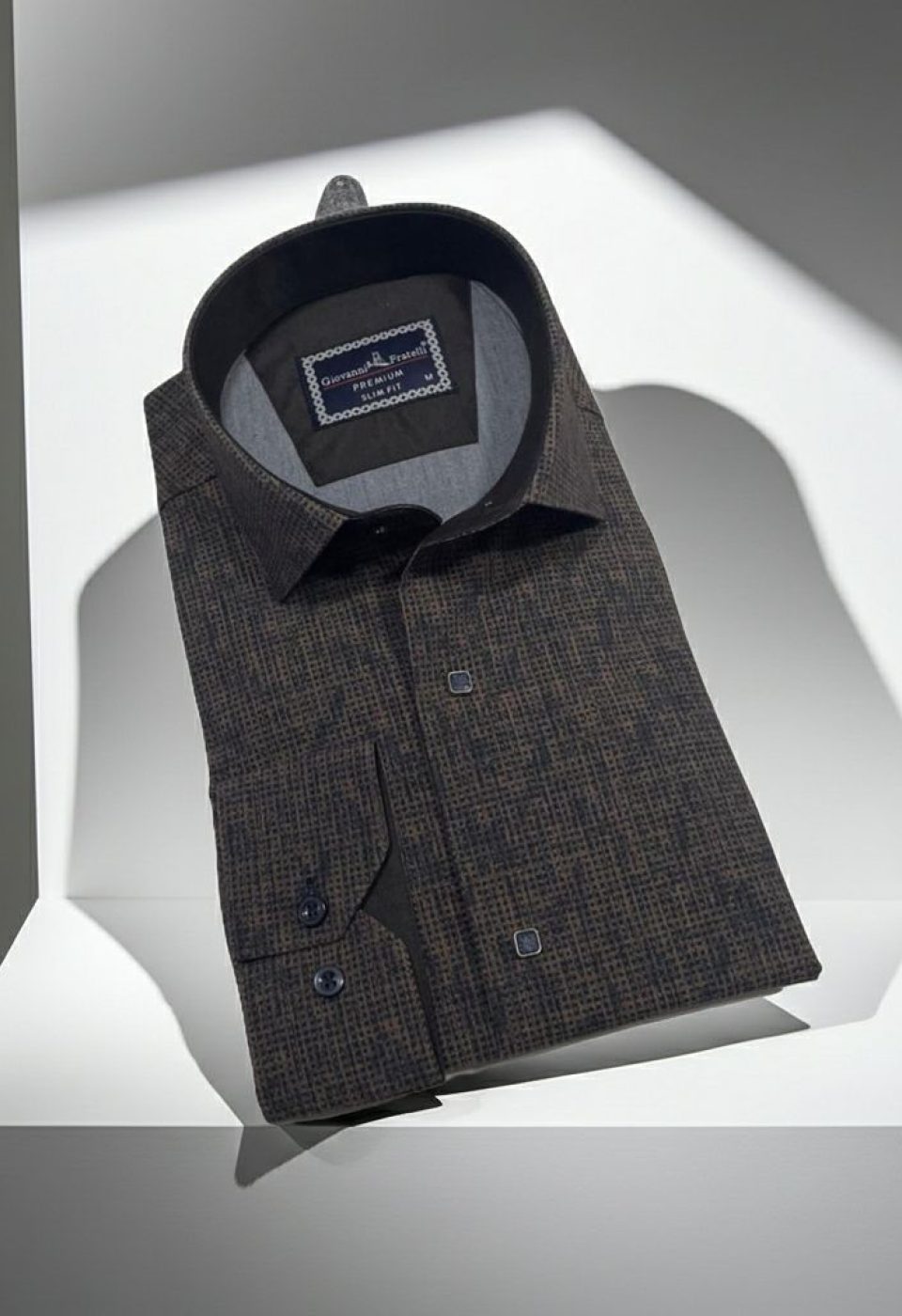 Slim Fit Uzun Kol Desenli Erkek Gömlek 3GMK312470004