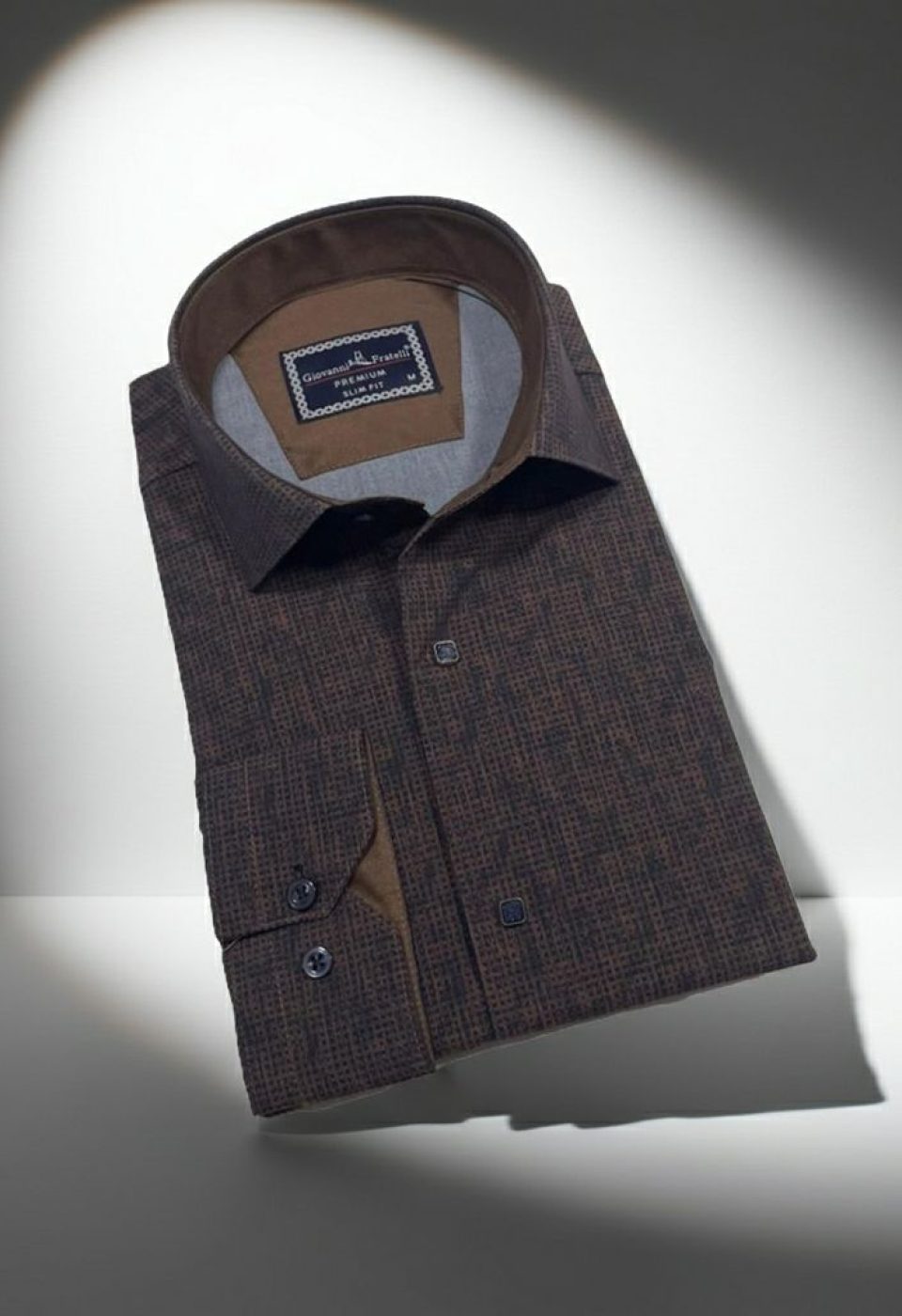 Slim Fit Uzun Kol Desenli Erkek Gömlek 3GMK312470006
