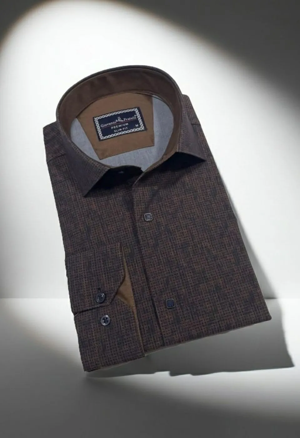 Slim Fit Uzun Kol Desenli Erkek Gömlek 3GMK312470006